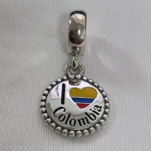 Pandora Colombia Flag Exclusive Heart Charm, S925 Silver Jewelry